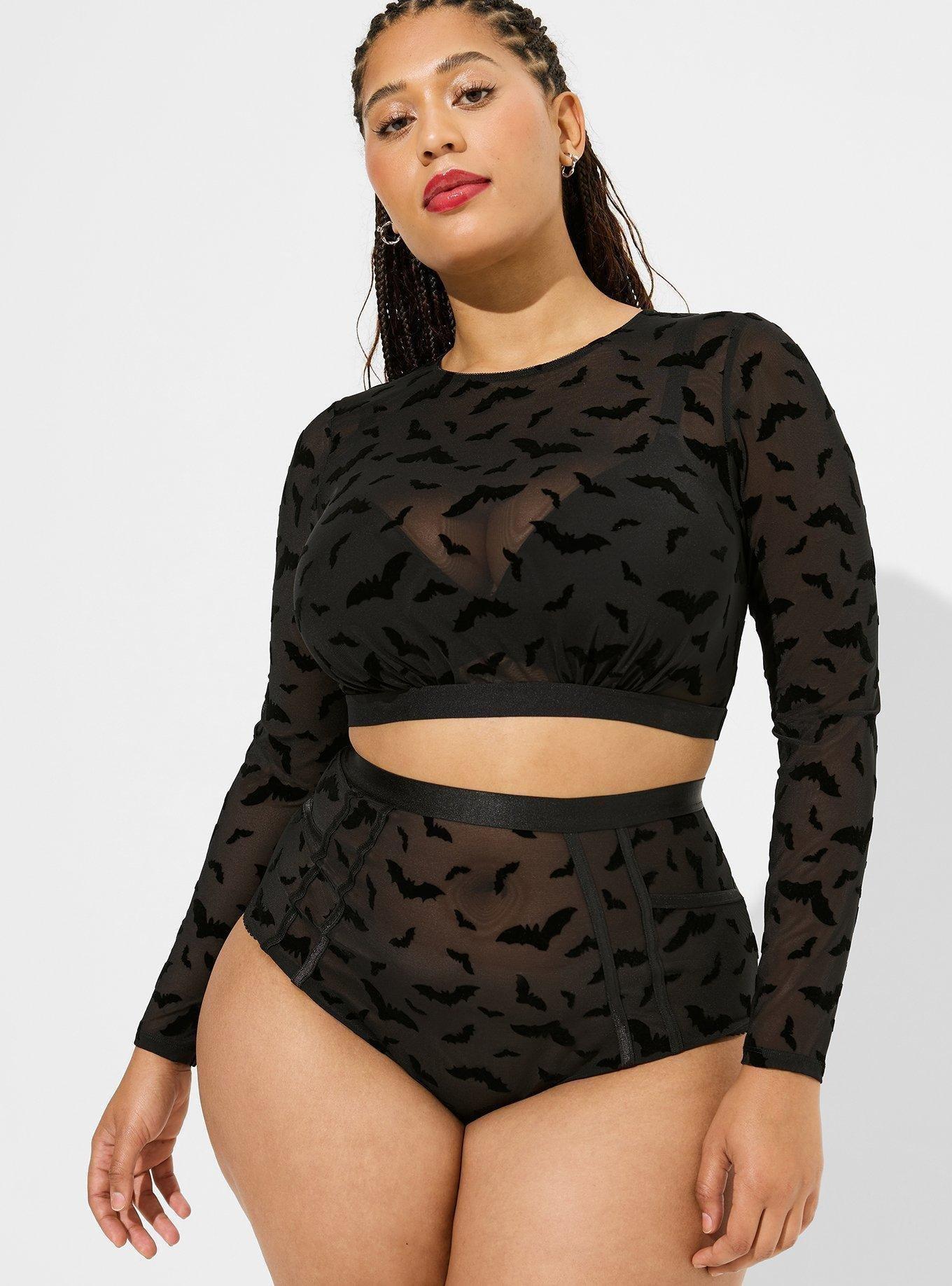 Plus Size - Black Mesh Long Sleeve Swim Shirt - Torrid