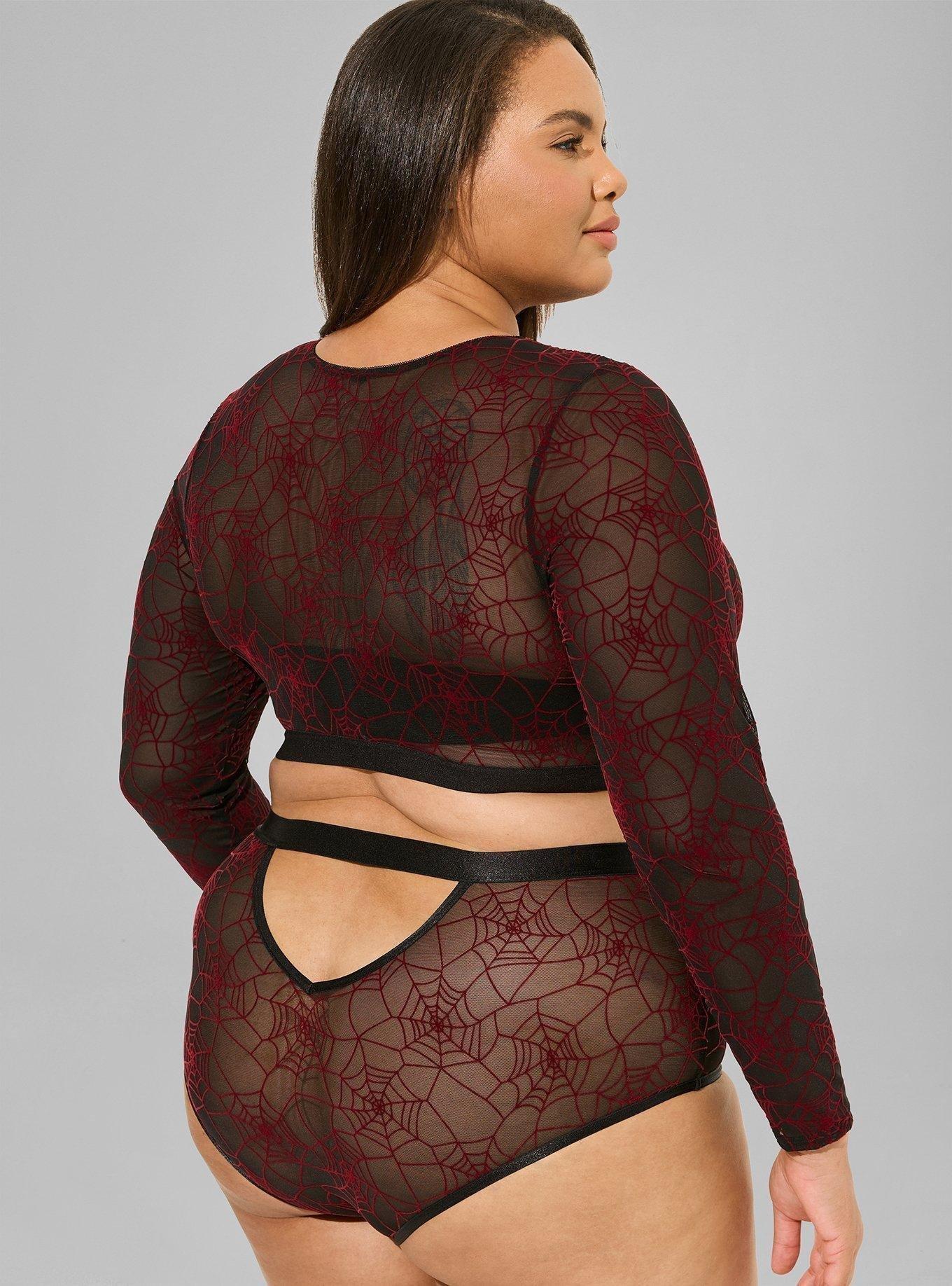 Flocked Mesh Long Sleeve Top