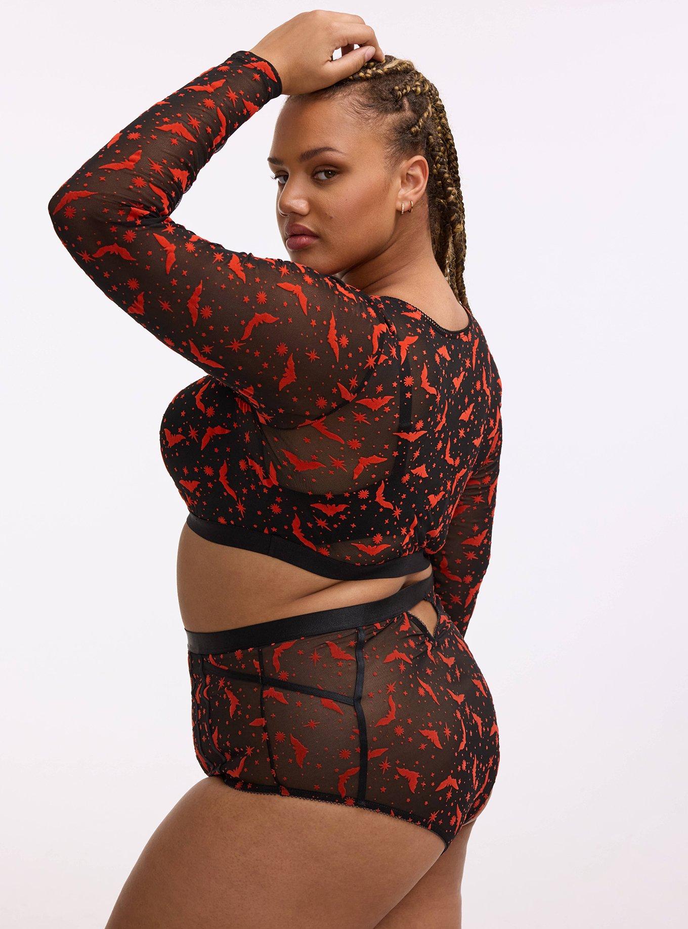 Mesh Under-It-All Crop Top, MOON BATS ORANGE, alternate