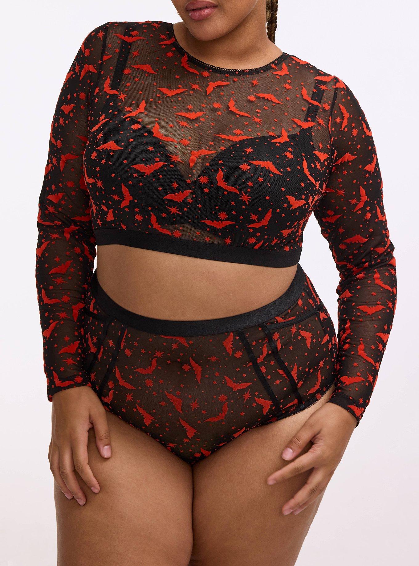 Mesh Under-It-All Crop Top, MOON BATS ORANGE, alternate