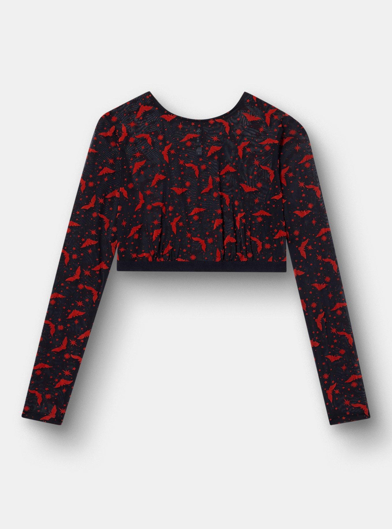 Mesh Under-It-All Crop Top, MOON BATS ORANGE, hi-res