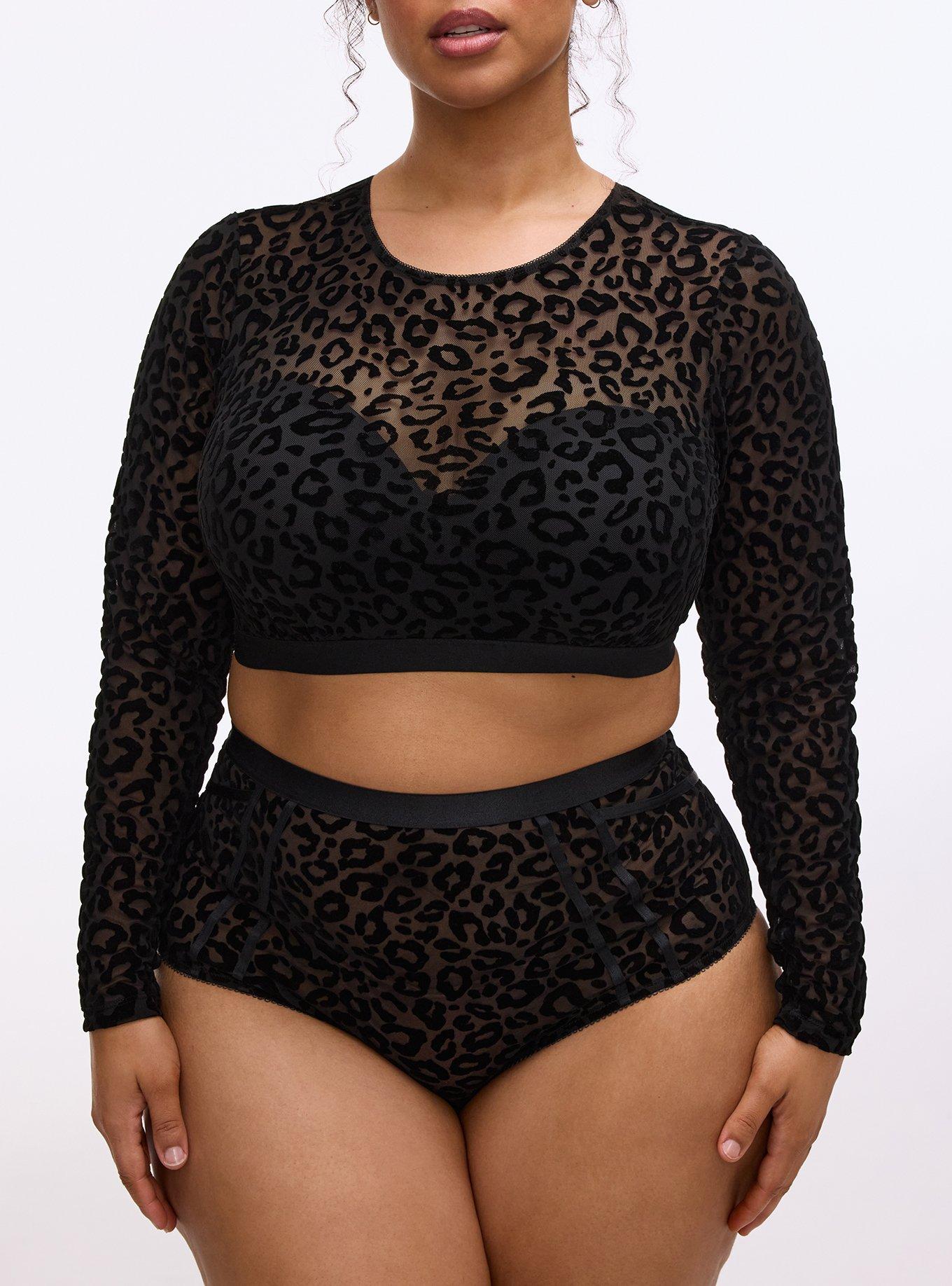 Mesh Under-It-All Crop Top, MONDAY LEOPARD  BLACK, alternate