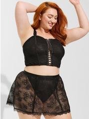 Retro Lace Bustier with Removable Straps , RICH BLACK, alternate
