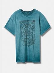 Tiger Relaxed Fit Cotton Jersey Destructed Drop Shoulder Tunic, DEEP TEAL, hi-res