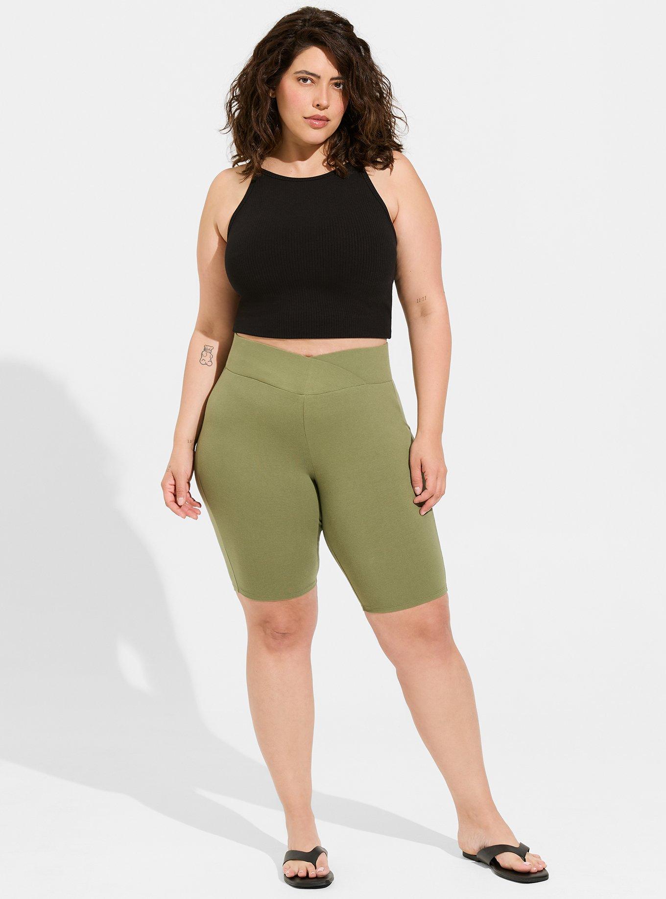 Plus Size 9 Inch Crossover Waist Bike Short Torrid