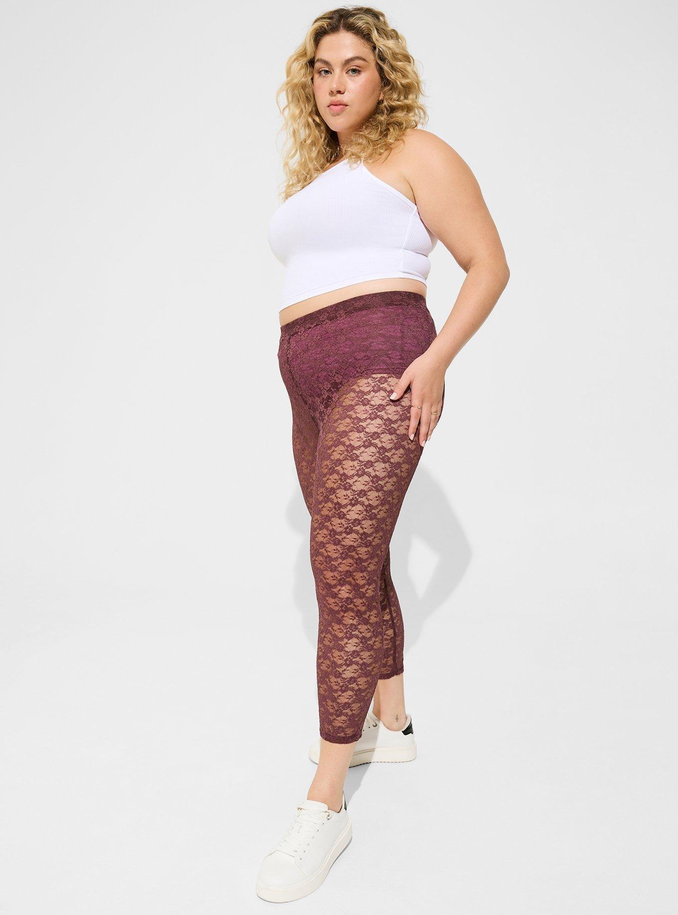 Plus Size - Crop Comfort Waist Floral Lace Legging - Torrid