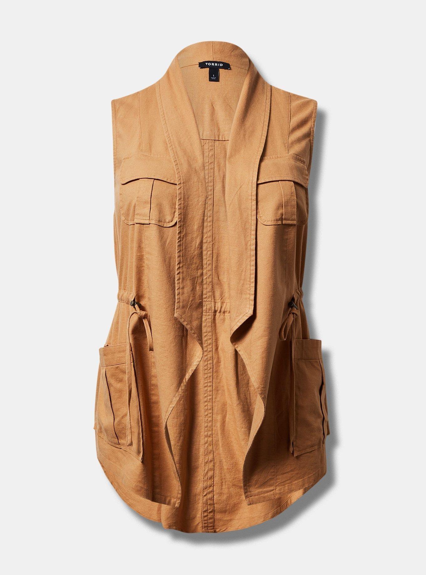 Linen Drape Front Vest