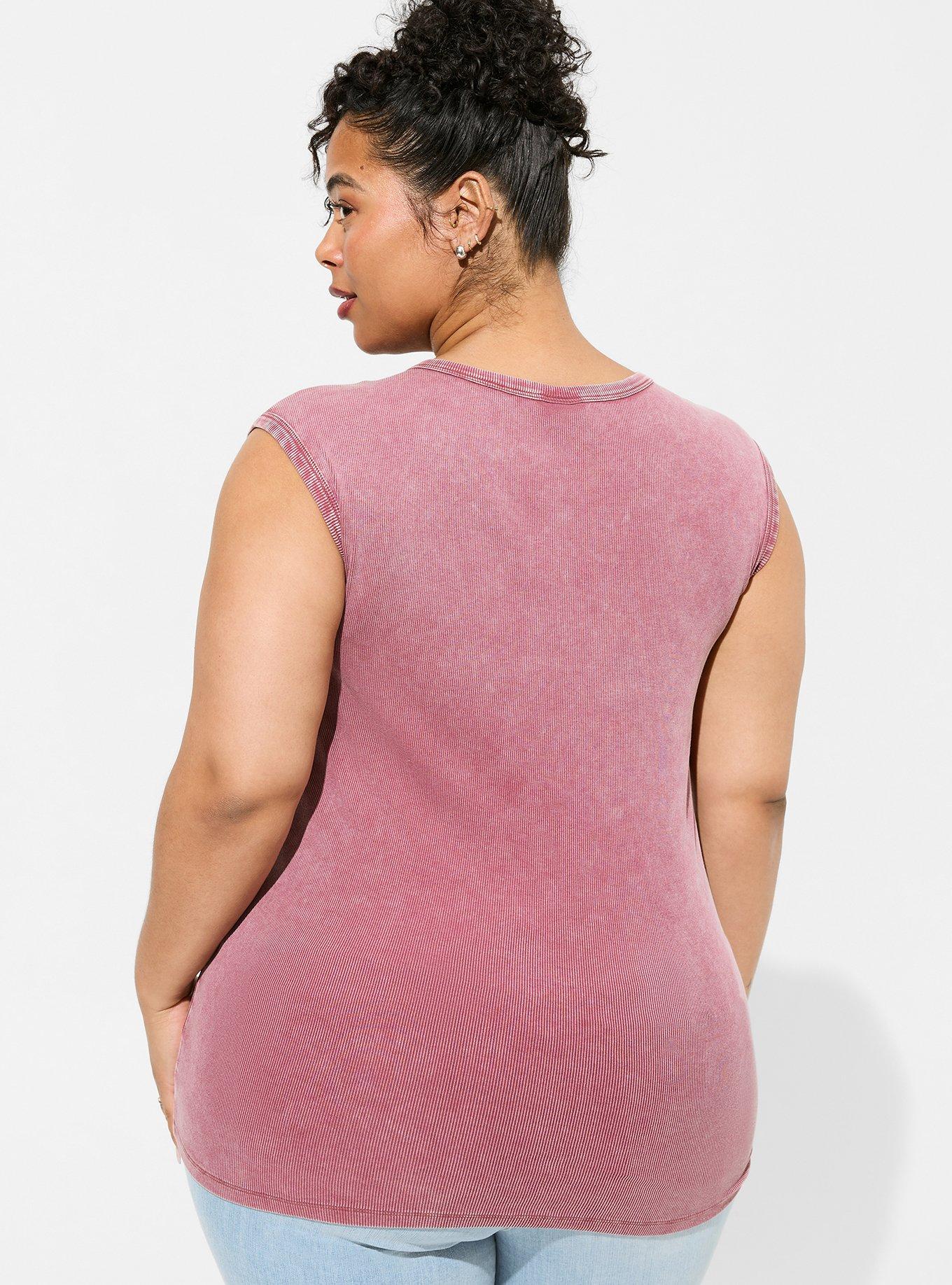 Torrid Plus Size Pink Rib Mock Neck Tank