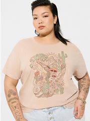 Plus Size Mushroom Relaxed Fit Cotton Jersey Crew Neck Tee, MUSHROOM, hi-res