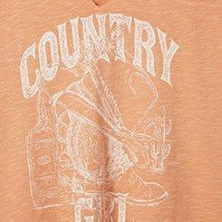 Country Girl Classic Fit Cotton Jersey Notch Neck Raglan , PEACH BLOOM, swatch