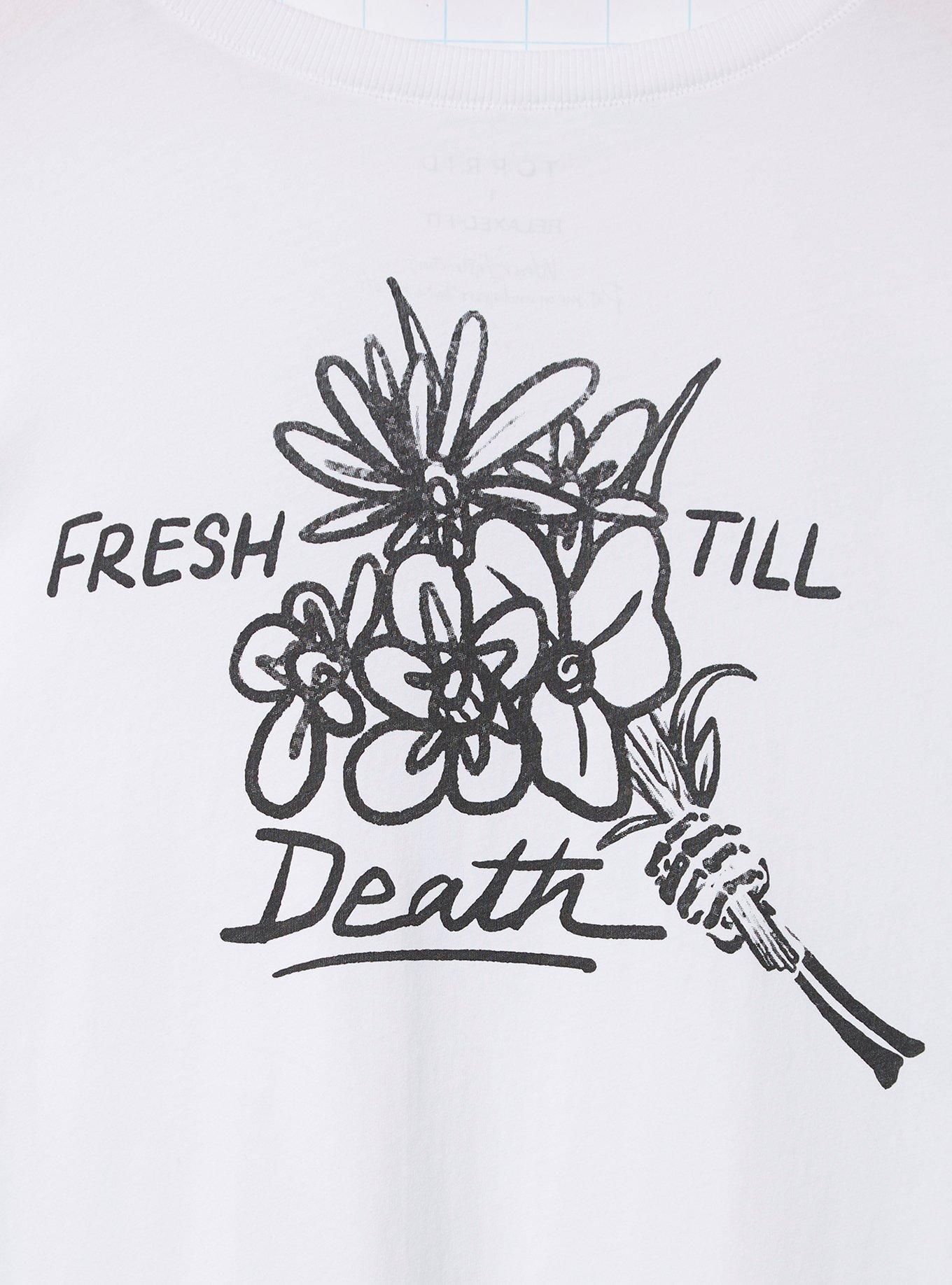 Plus Size Fresh Til Death Relaxed Fit Cotton Jersey Crew Neck Pocket Tee, BRIGHT WHITE, alternate