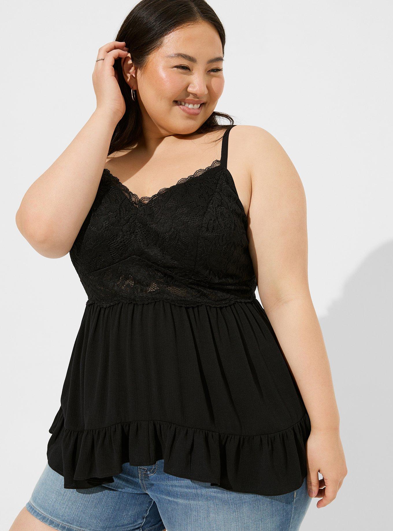 Babydoll Crinkle Washable Crinkle Gauze And Lace Tank