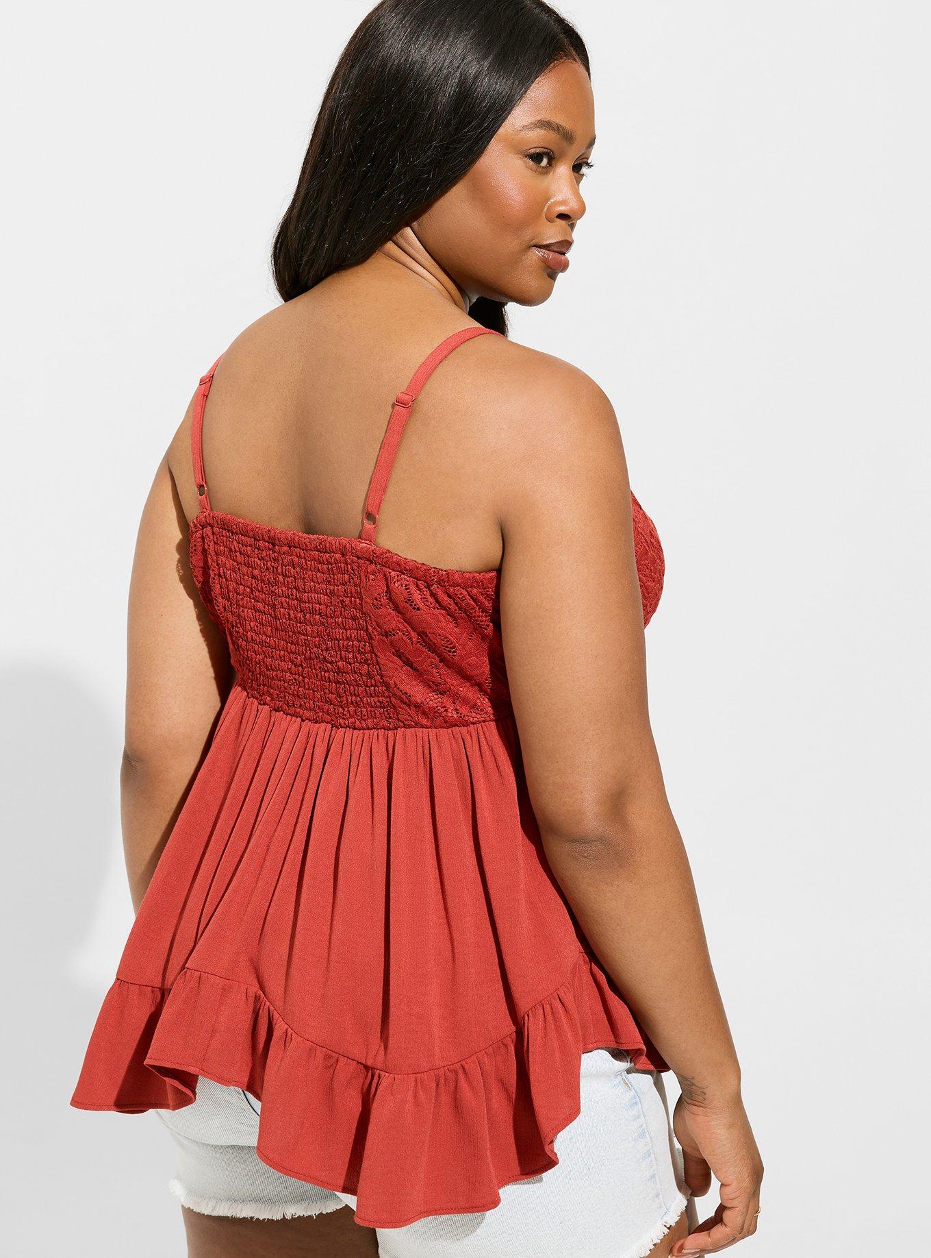Babydoll Crinkle Washable Crinkle Gauze And Lace Tank