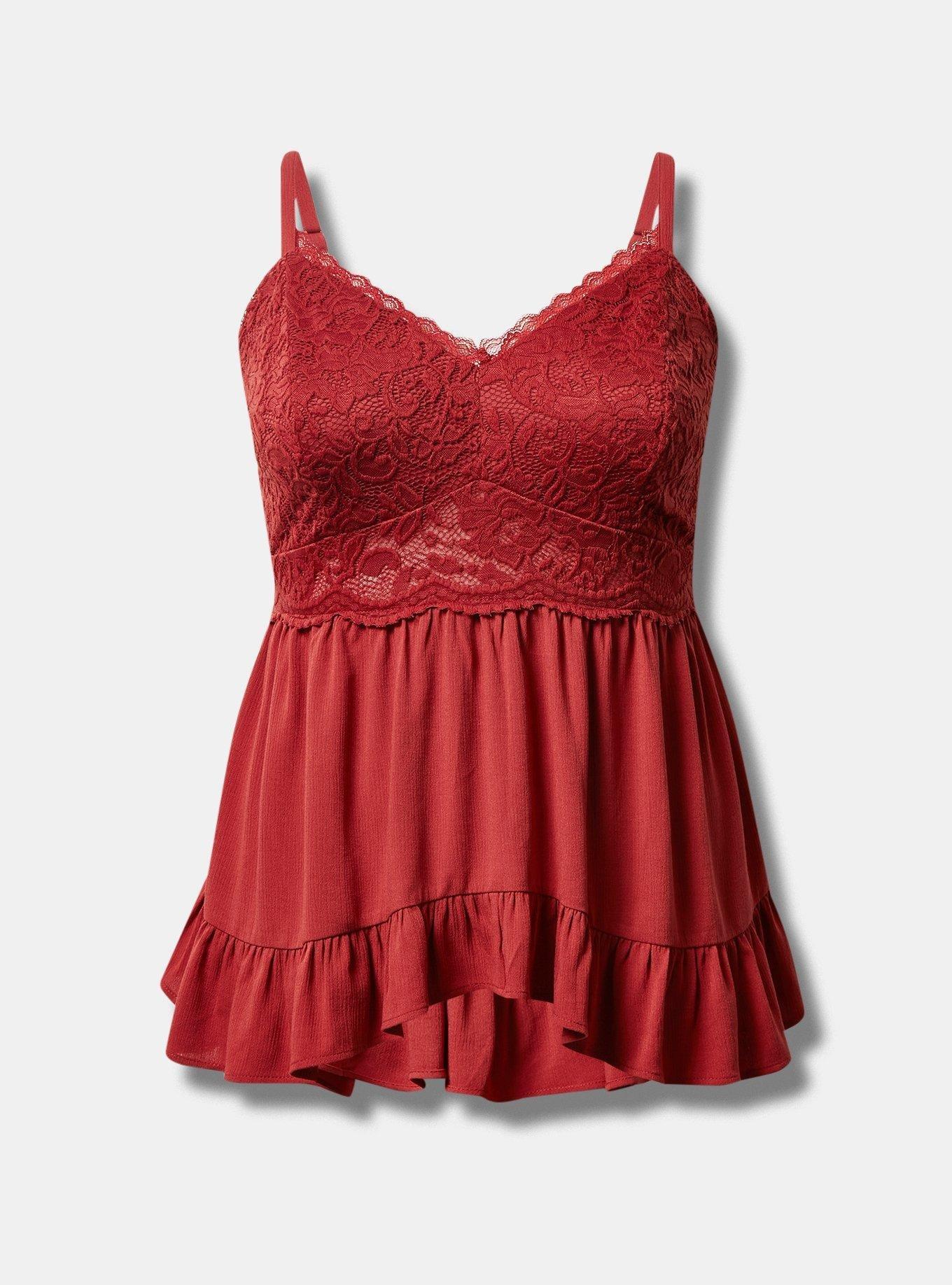 Lace Trim Crinkle Cami