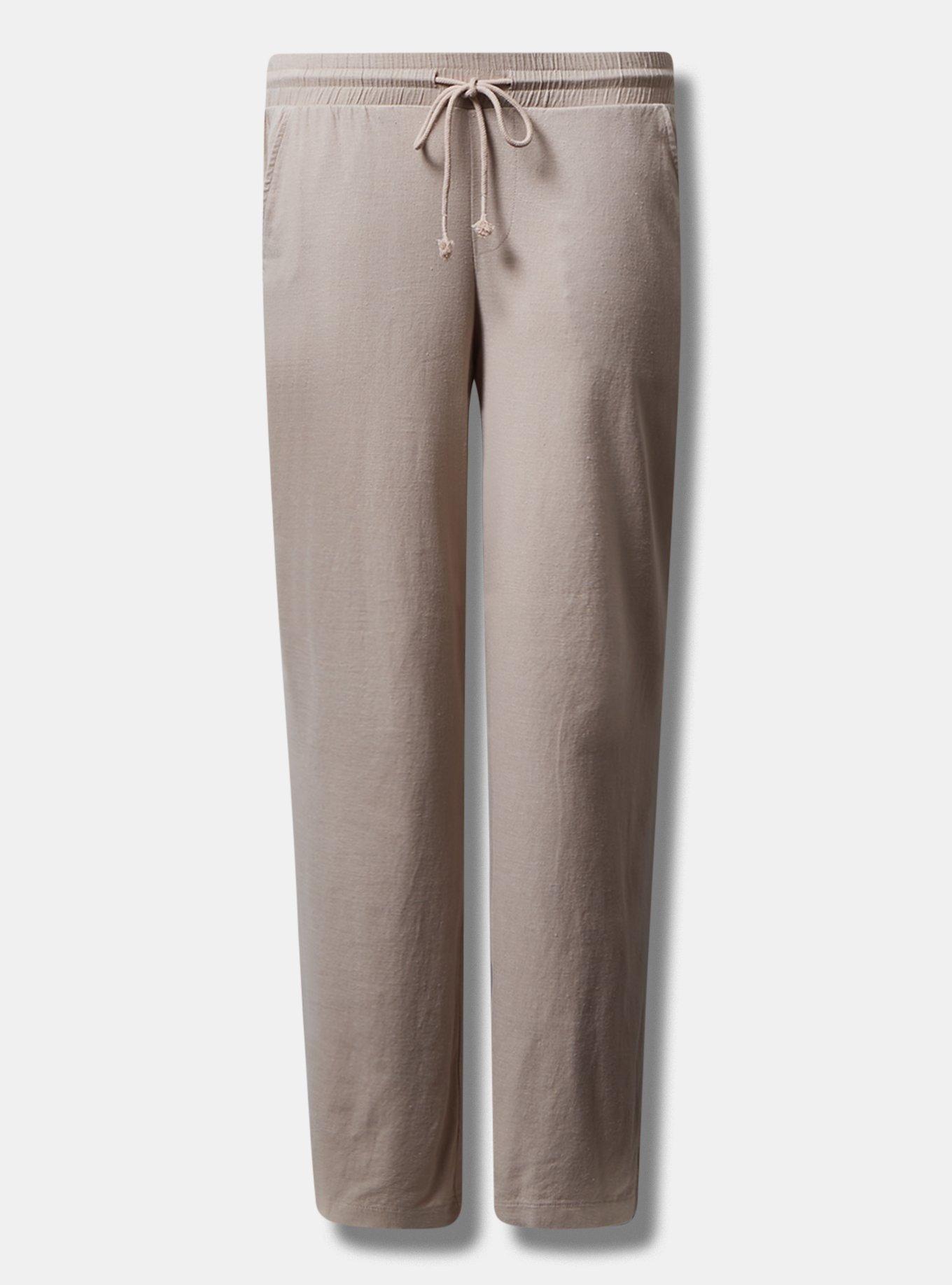 Pull-On Wide Leg Stretch Linen High-Rise Pant