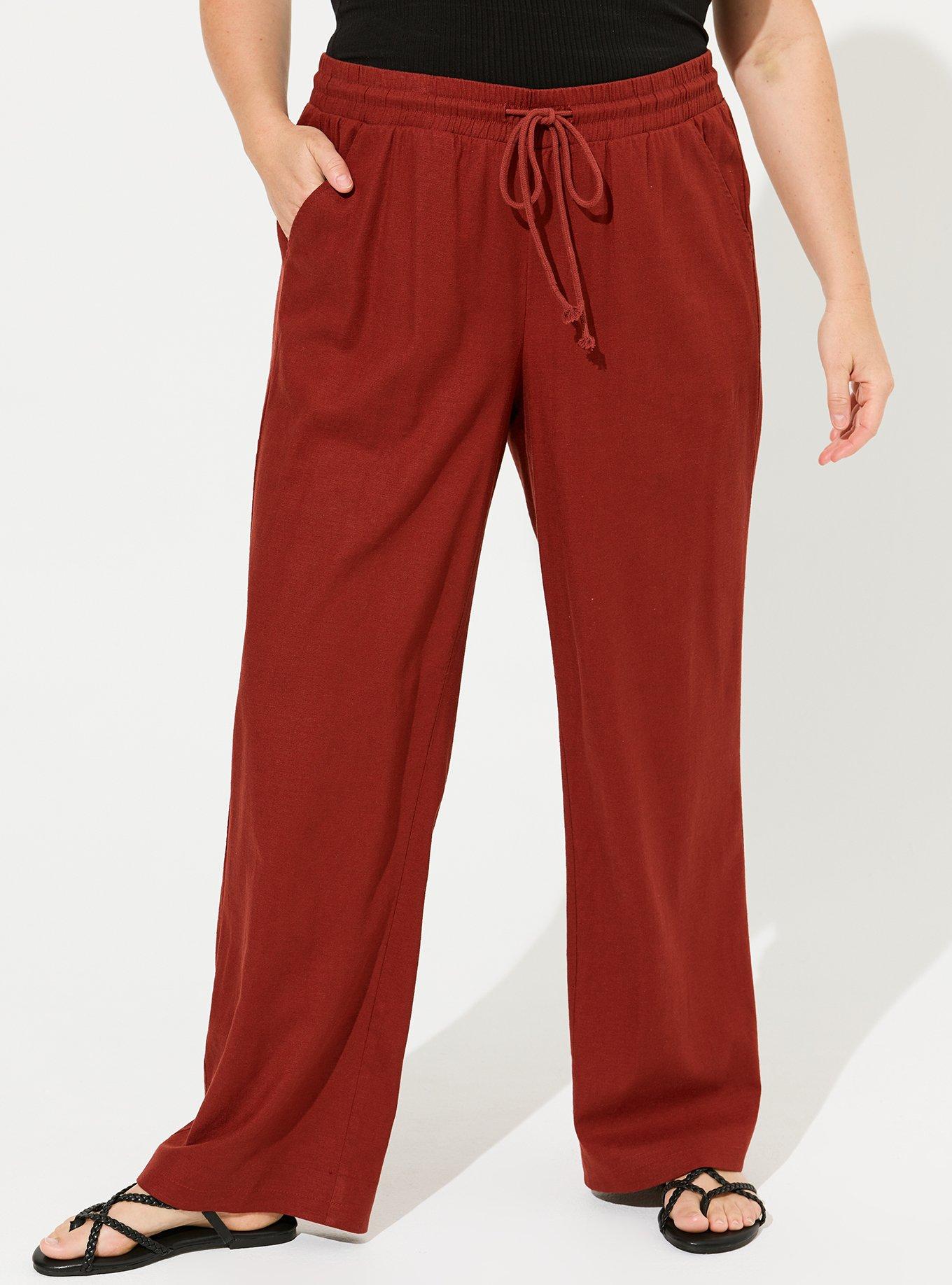 Wide Cut Pull On Linen Pants with Elastic Waistband - For The Love