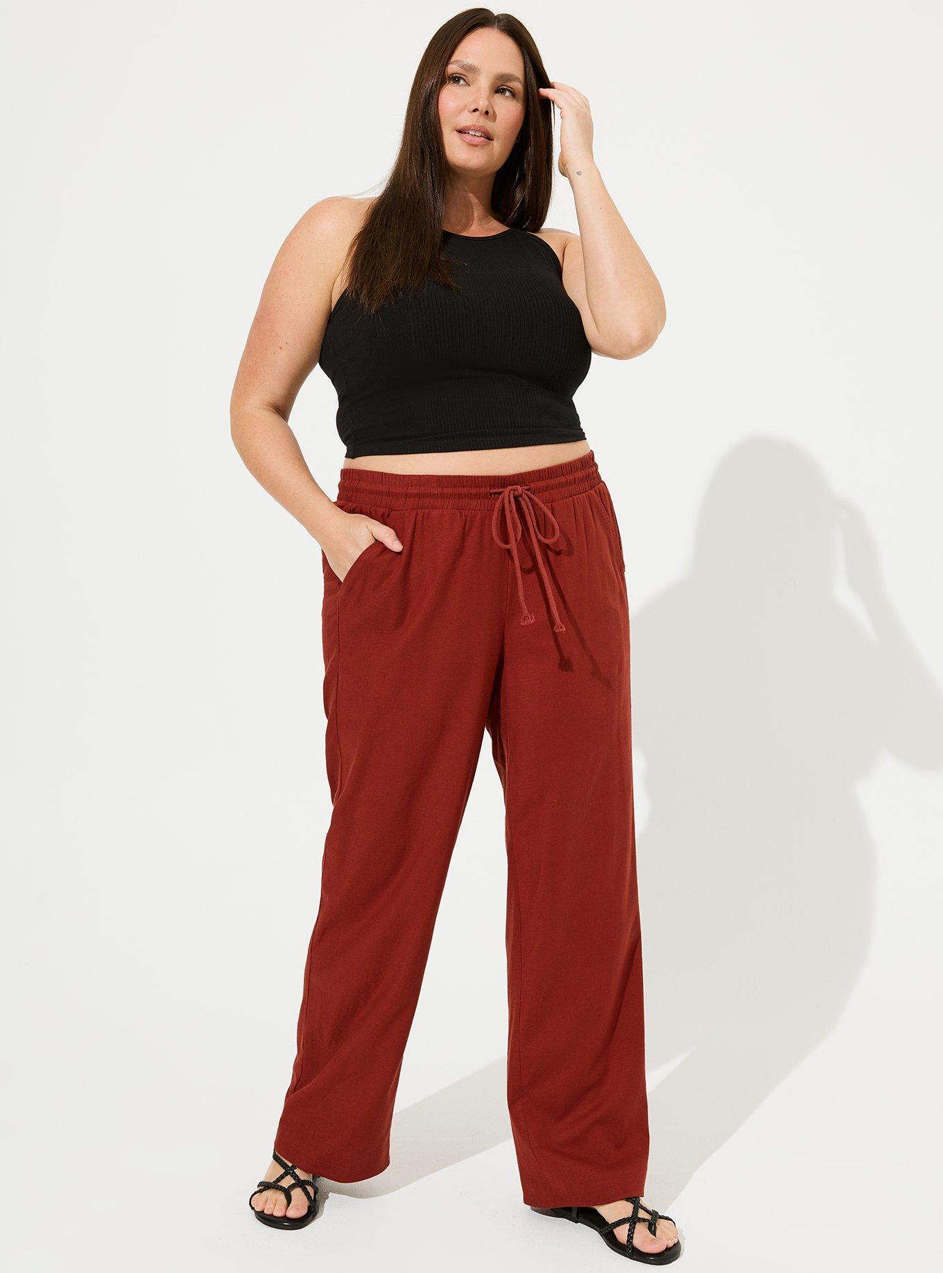 Plus Size - Pull-On Wide Leg Stretch Linen High-Rise Pant - Torrid