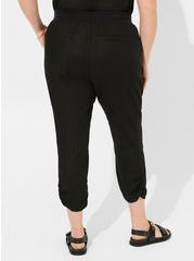 Crop Skinny Stretch Linen Mid-Rise Side Cinch Pant, DEEP BLACK, alternate