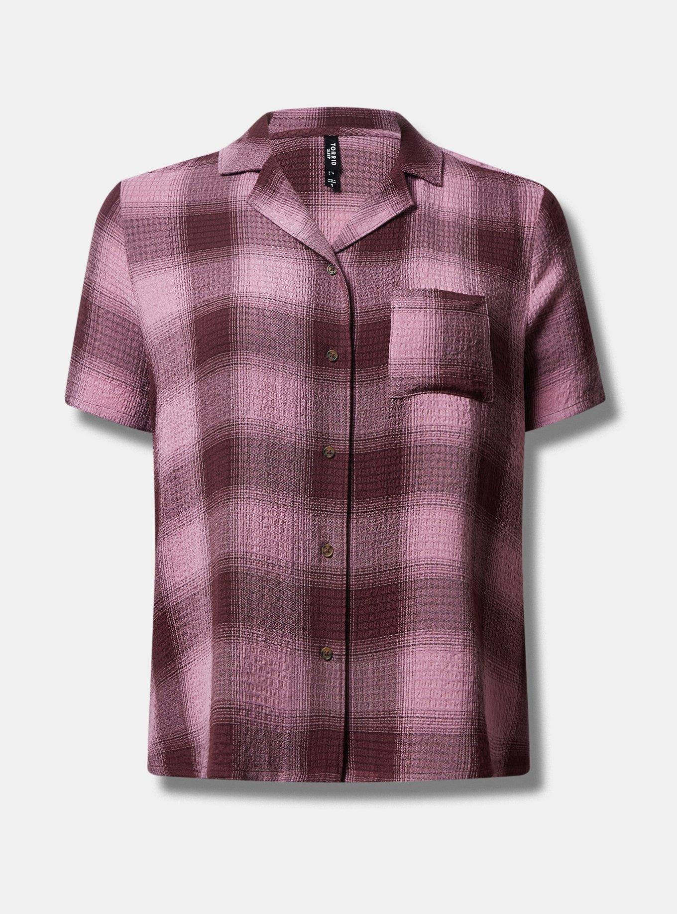 Gauze Button Through Short Sleeve Sleep Shirt