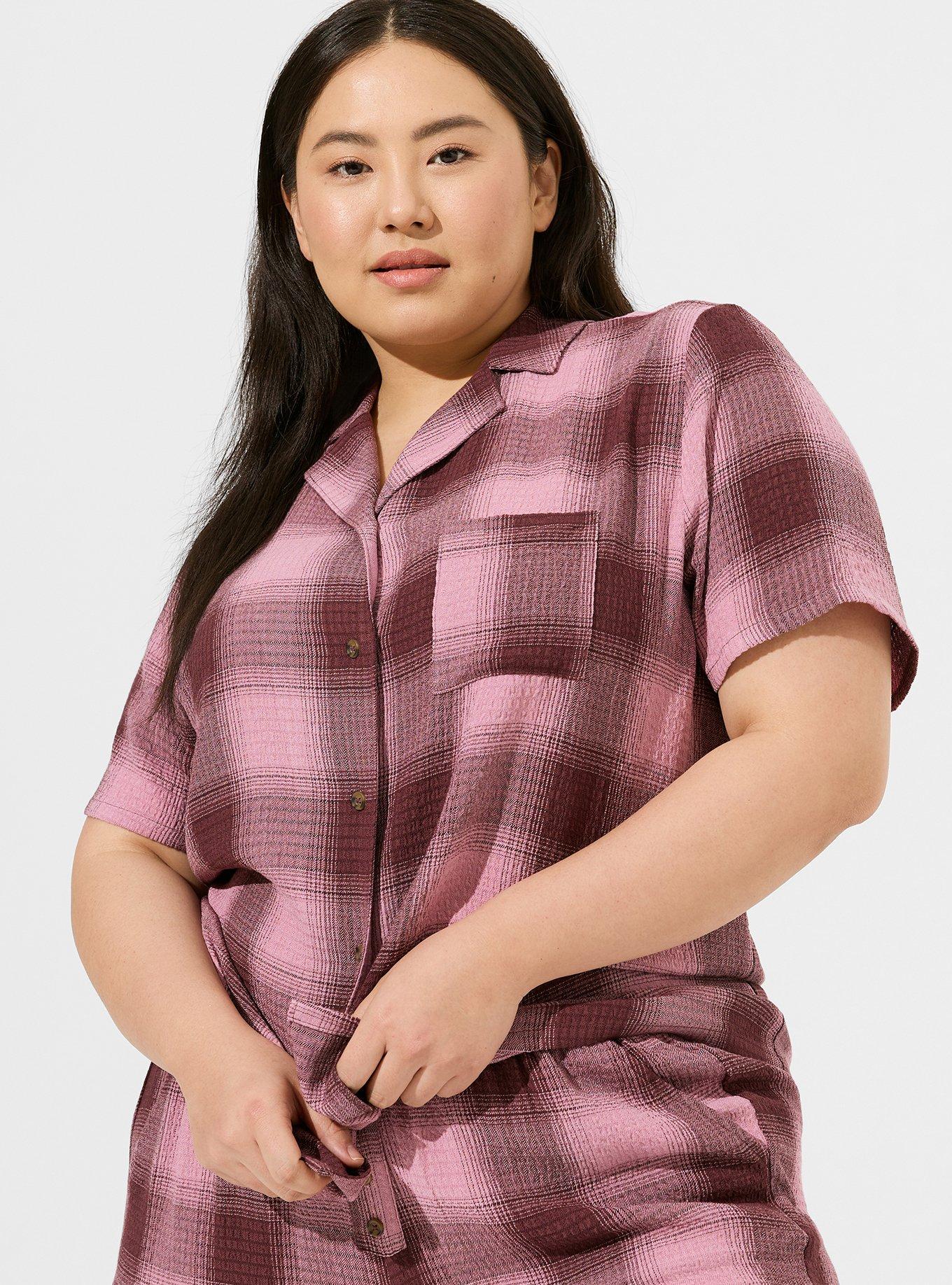 Gauze Button Through Short Sleeve Sleep Shirt