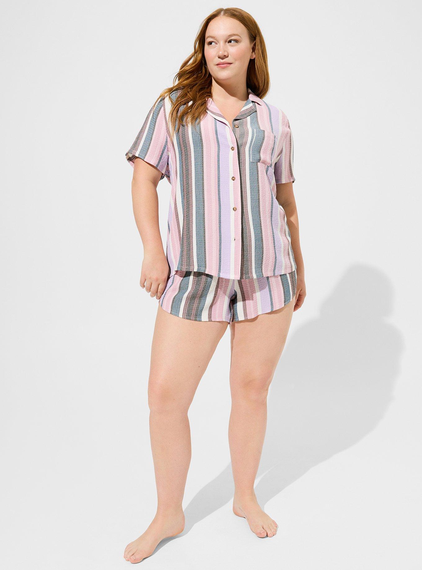 Plus Size - Gauze Button Through Short Sleeve Sleep Shirt - Torrid
