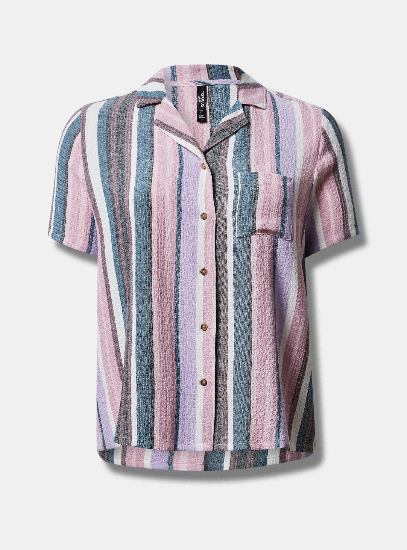 Gauze Button Through Short Sleeve Sleep Shirt