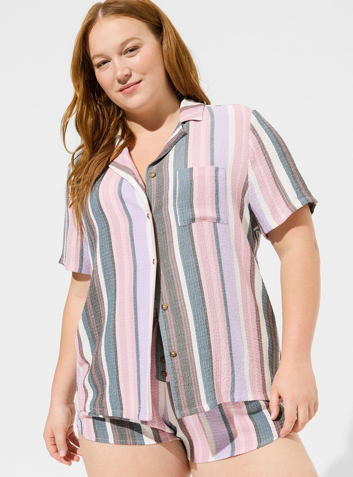 Plus Size - Gauze Button Through Short Sleeve Sleep Shirt - Torrid