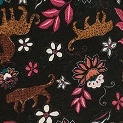 Slub Sleep Short, LEOPARD LEAVES DEEP BLACK, swatch