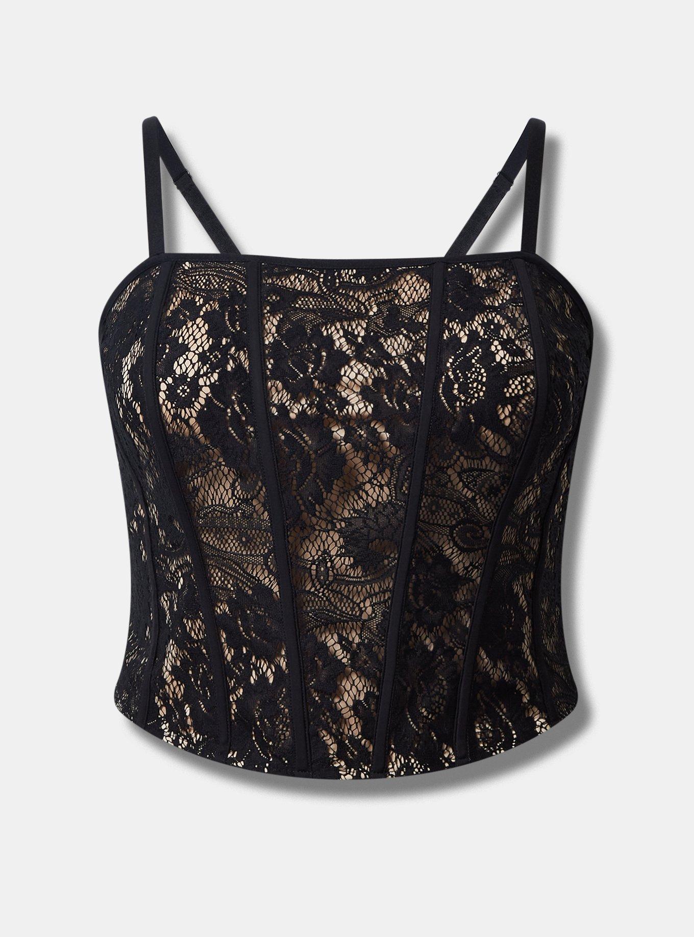 White House Black Market - Black Embroidered Corset Polyester