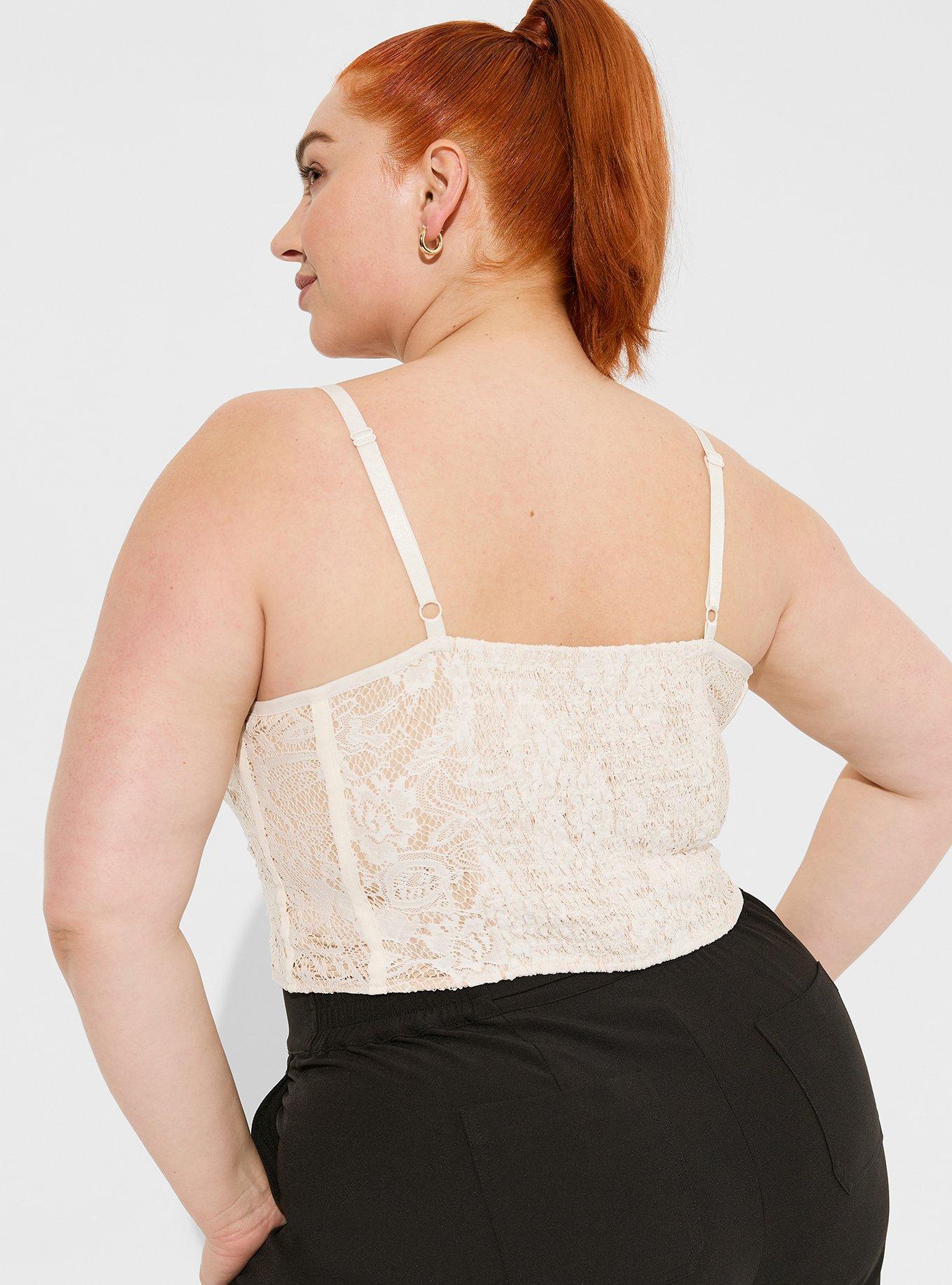 Plus Size - Lace And Mesh Bustier With Open Bust - Torrid