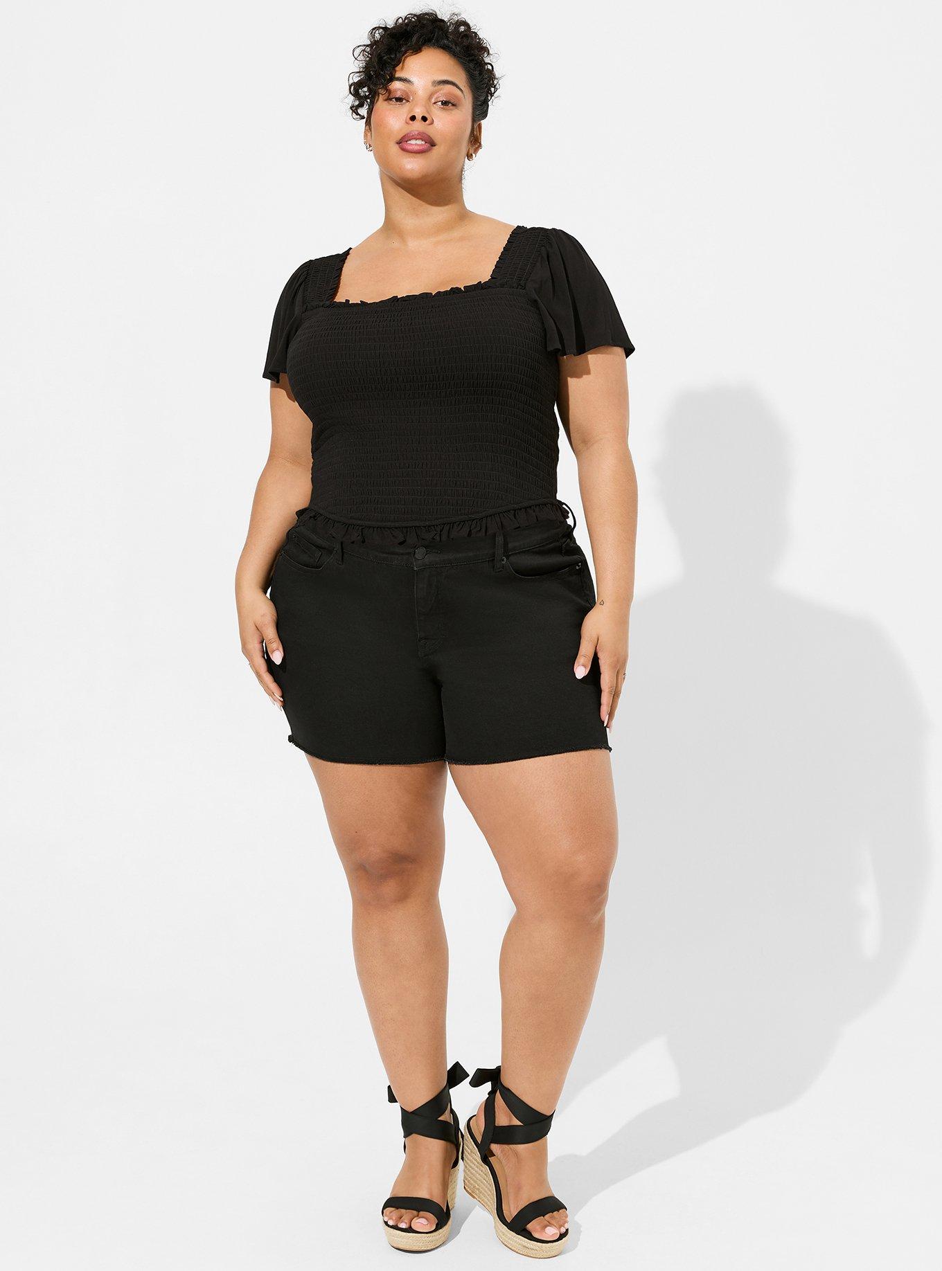 Plus Size - Smocked Flutter Short Sleeve Crop Top - Torrid
