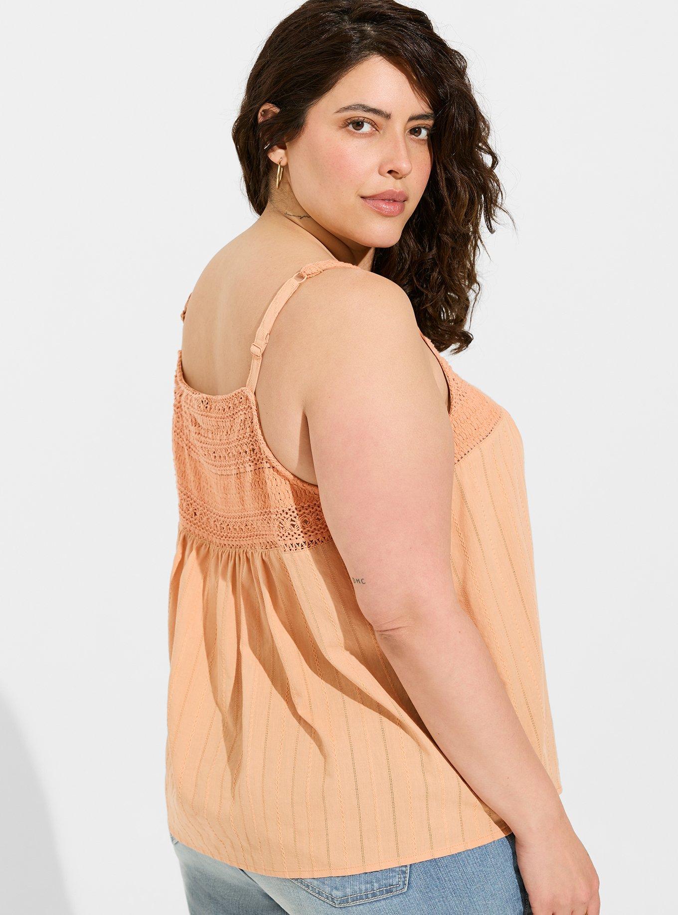 Cotton Button Up Embroidered Crochet Tank