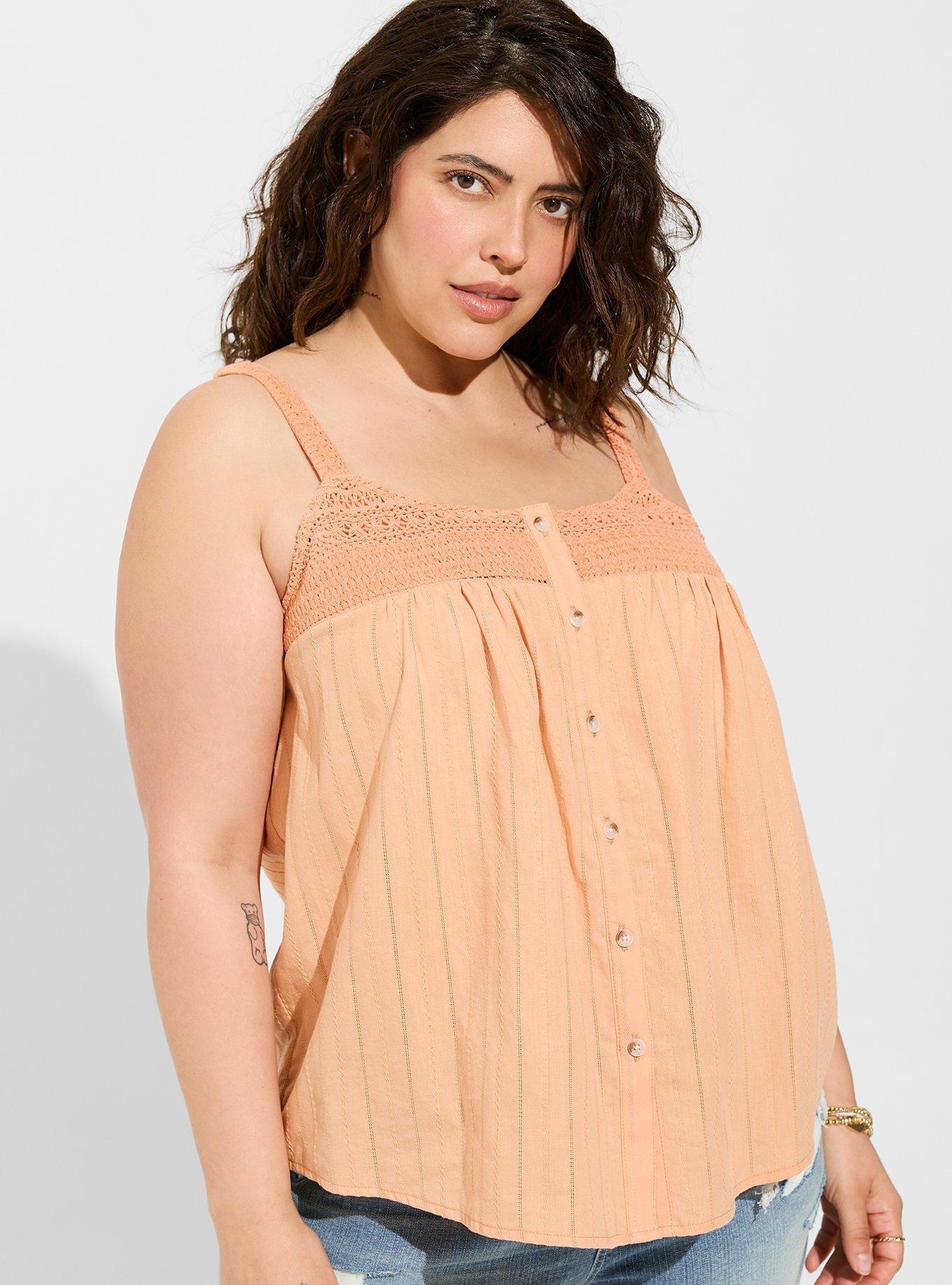Cotton Button Up Embroidered Crochet Tank