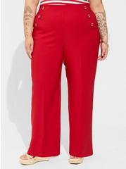 Retro Chic Pull-On Wide Leg Studio Refined Crepe High-Rise Nautical Pant, JESTER RED, alternate