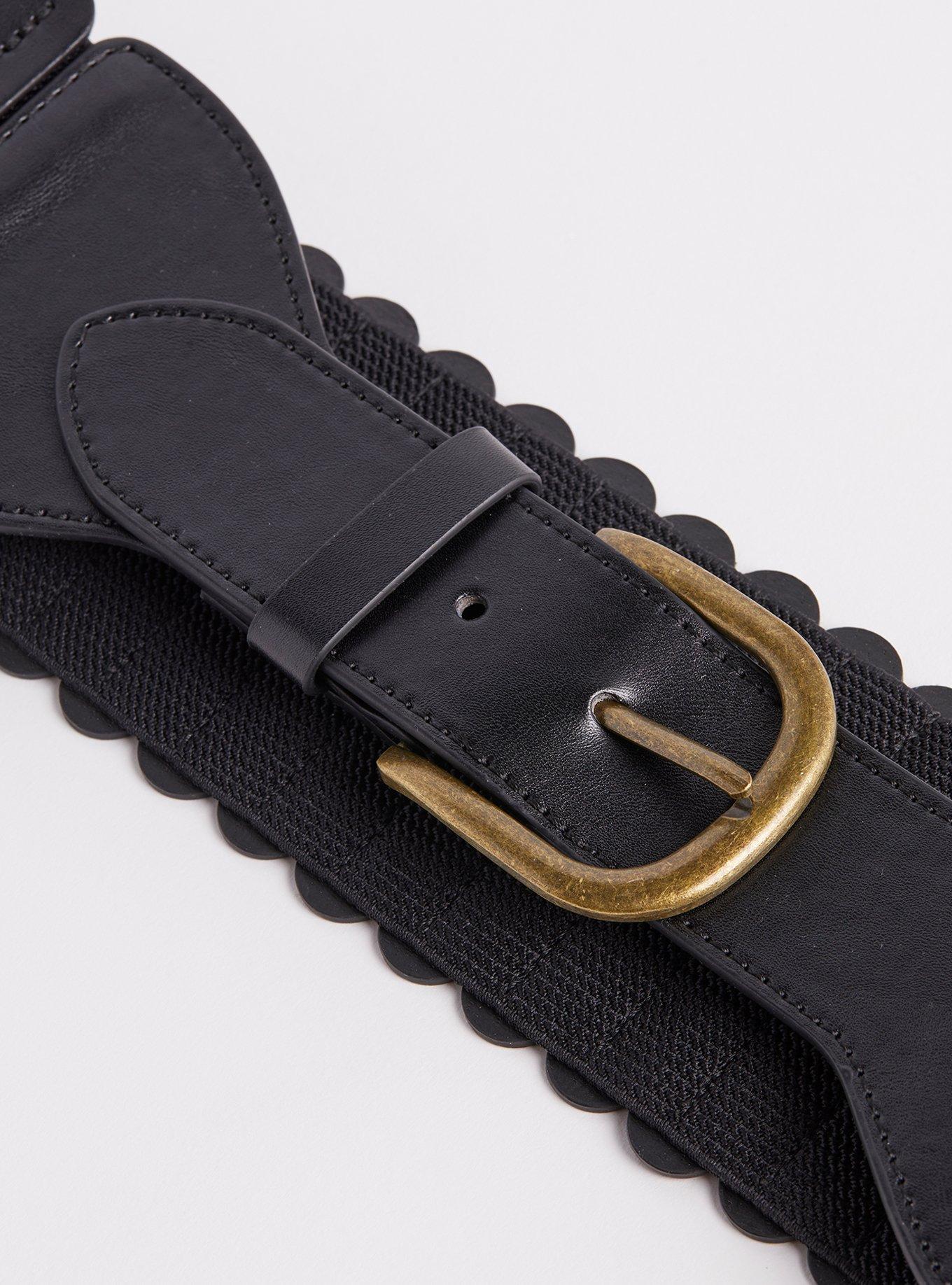 Black Double Buckle Stretch Waist Belt