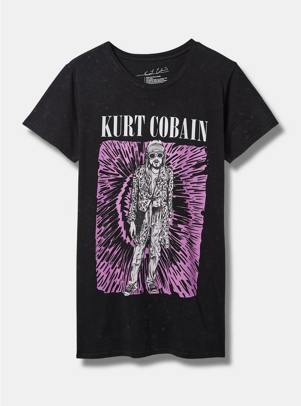 Plus Size Kurt Cobain Classic Fit Cotton Tunic Tee, MINERAL BLACK, hi-res