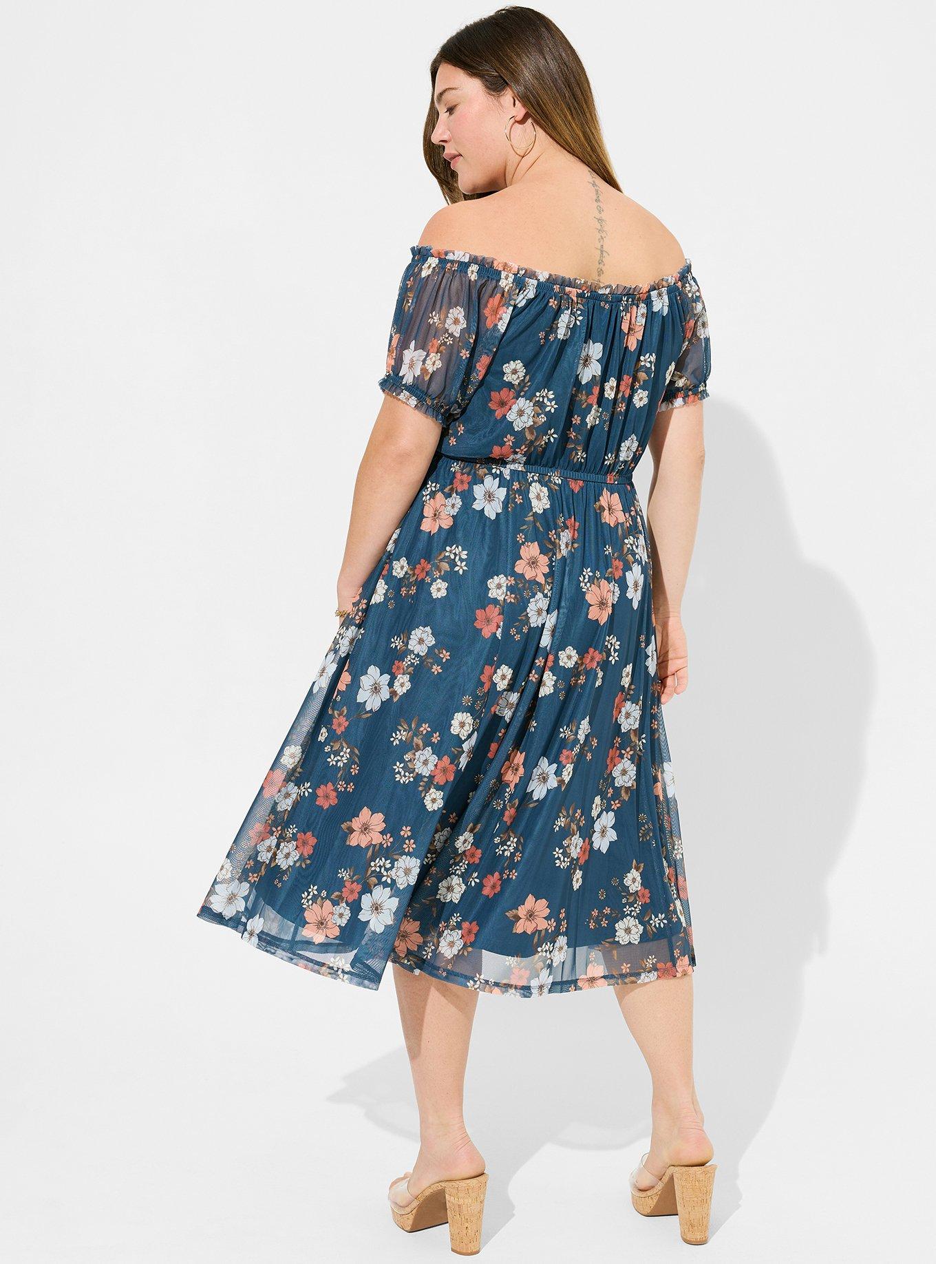 Midi Mesh Off Shoulder Peasant Dress, NOLIE FLORAL, alternate