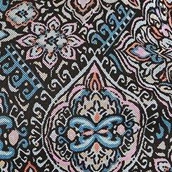 Plus Size Midi Mesh Off Shoulder Peasant Dress, PRETTY MEDALLION DEEP BLACK, swatch