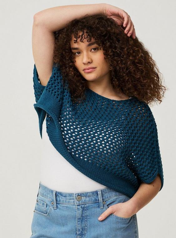 Plus Size - Open Stitch Pullover Oversized Cropped Sweater Plus Size - Open Stitch Pullover Oversized Cropped Sweater