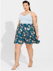 Plus Size Mini Challis Smocked Waist Ruffle Edge Skirt, NOLIE FLORAL, alternate