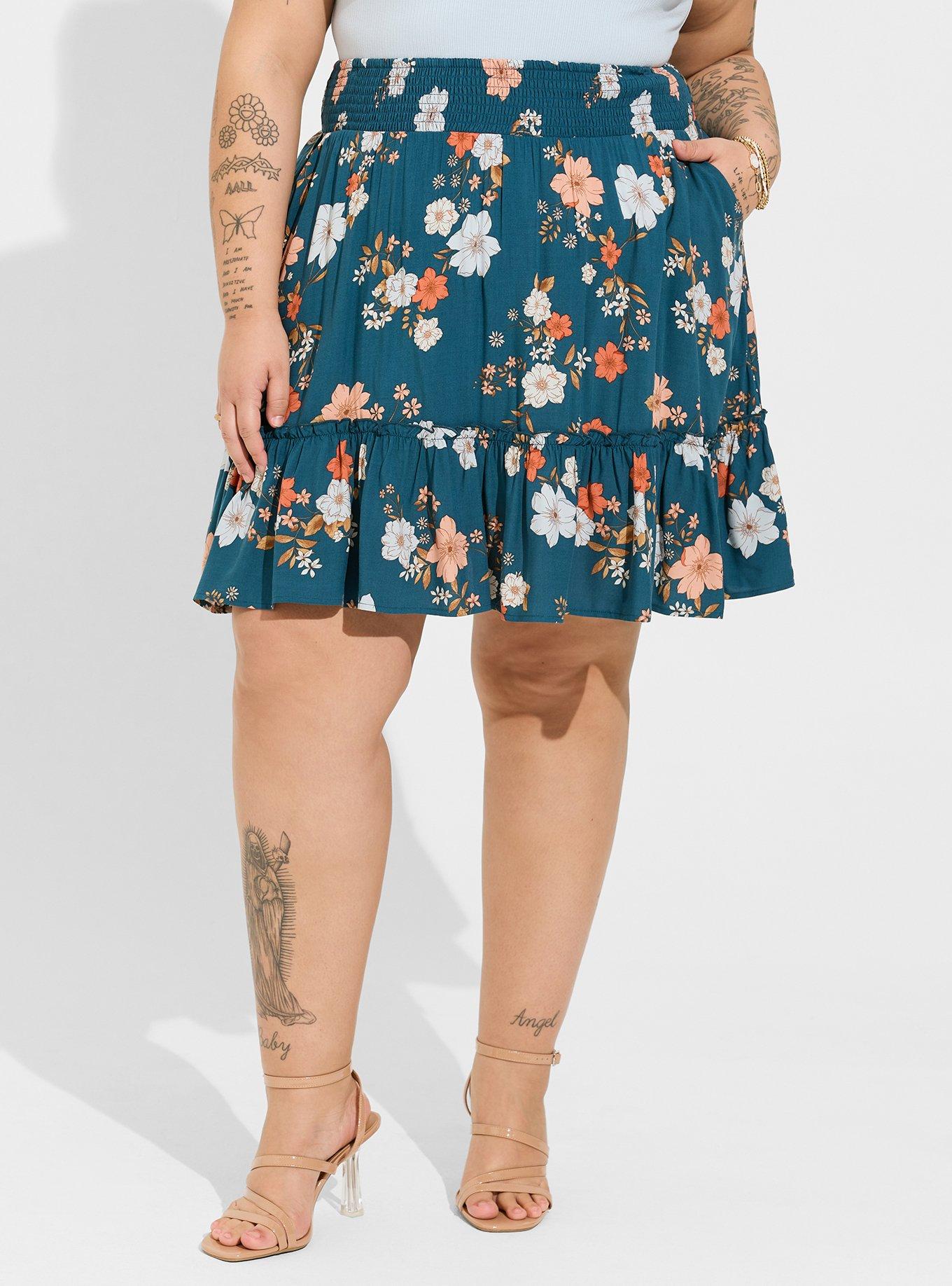 Plus Size - Tea Length Challis A-line Skirt - Torrid