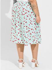 Plus Size Retro Chic Midi Challis Pull-On A-Line Skirt, CHERRY, alternate