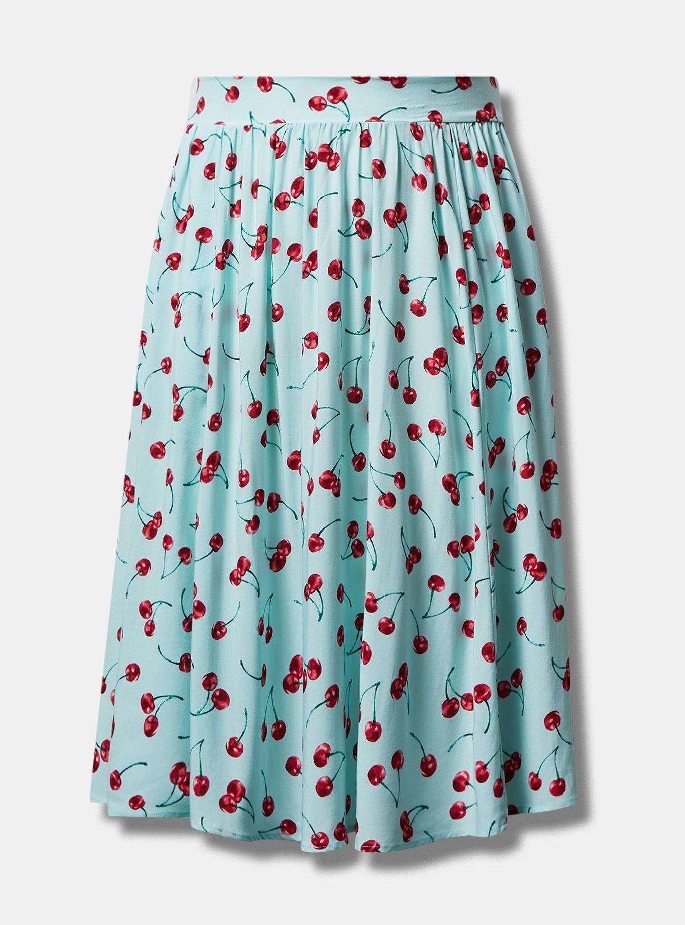 Plus Size - Retro Chic Midi Challis Pull-On A-Line Skirt - Torrid