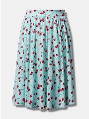 Plus Size Retro Chic Midi Challis Pull-On A-Line Skirt, CHERRY, hi-res