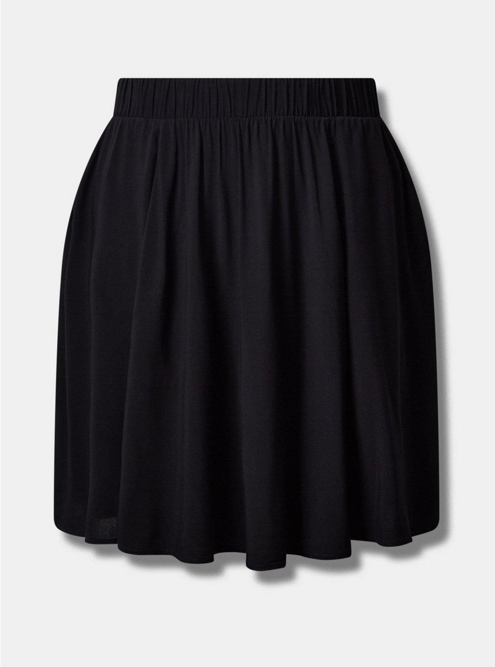 Plus Size Mini Challis Circle Skirt, DEEP BLACK, hi-res