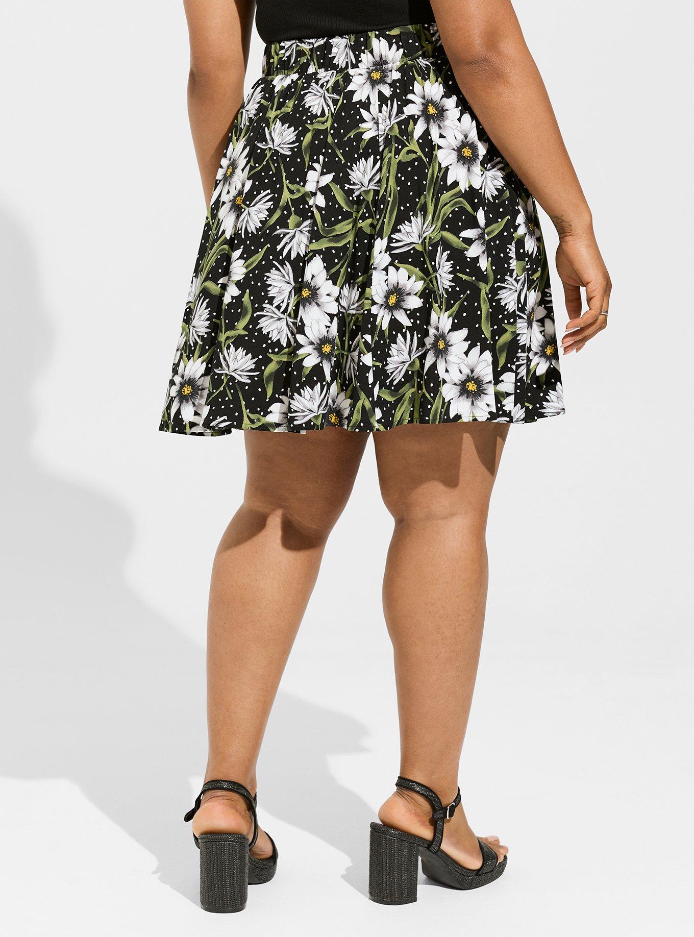 Plus Size Mini Challis Circle Skirt, CALIA FLORAL, alternate