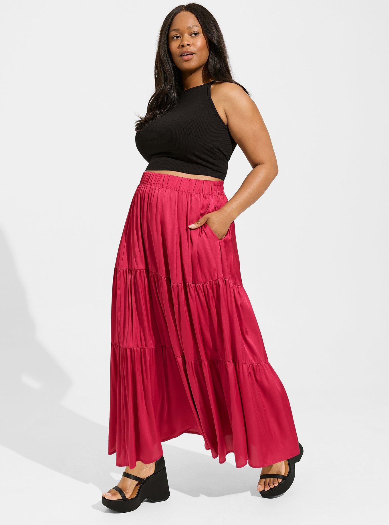 Plus size store satin maxi skirt