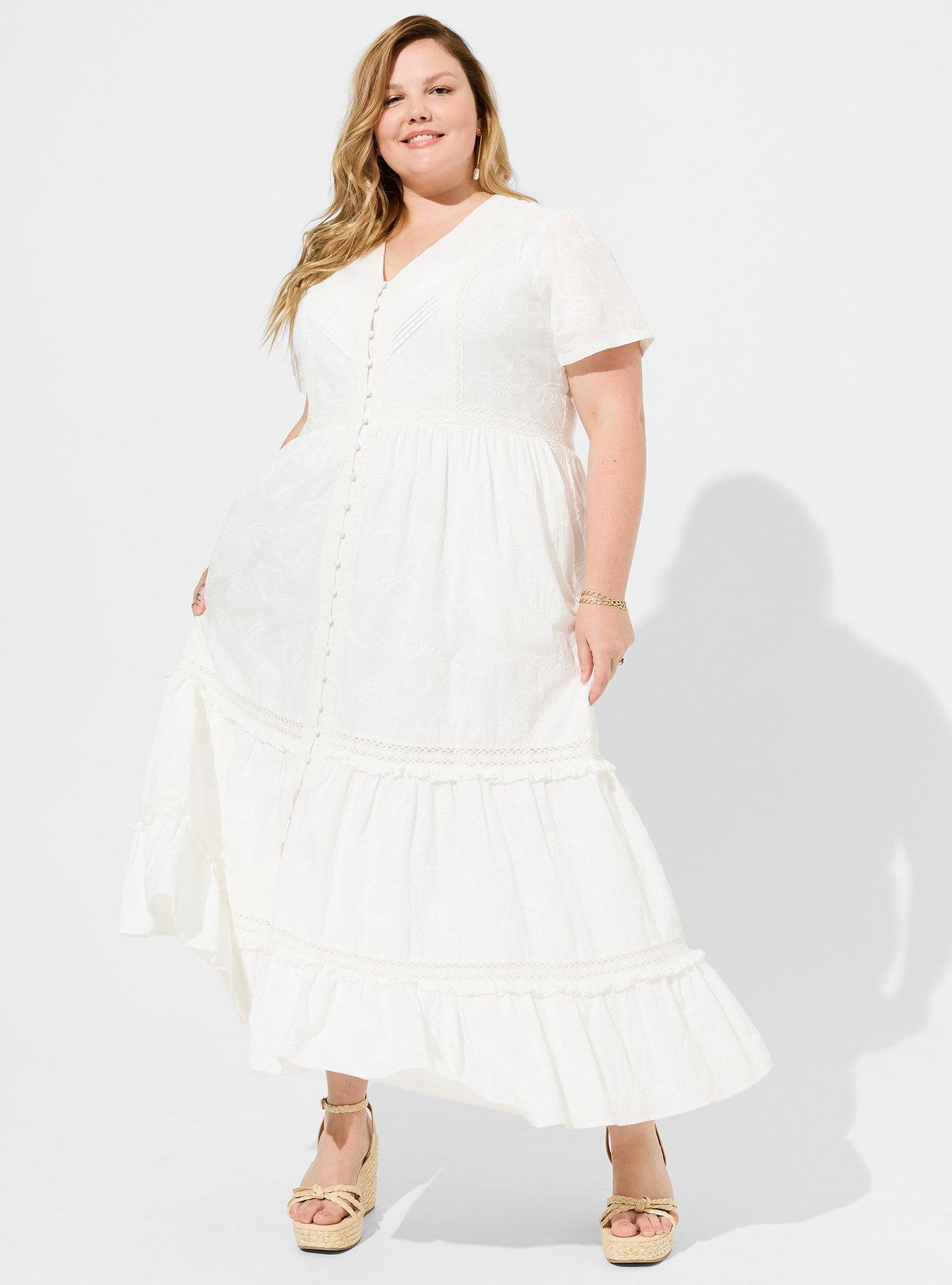 Plus Size Festi Maxi Cotton Voile Crochet Detail Dress Torrid