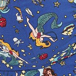Retro Challis Halter Romper, TATTOO MERMAID, swatch