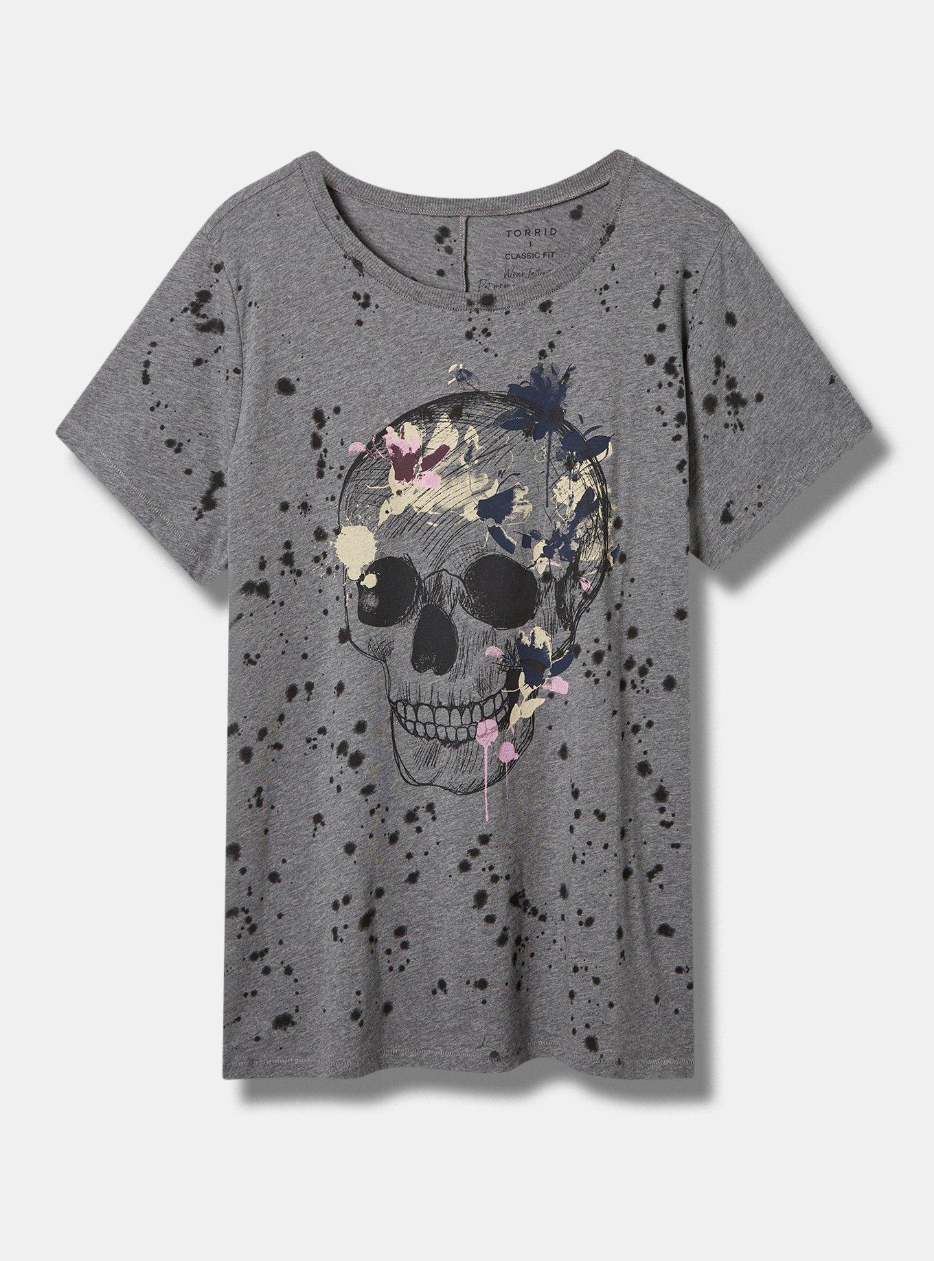 Torrid Plus deals 6 Gray Tie-Dye Double Skull Graphic Short Sleeve Tee